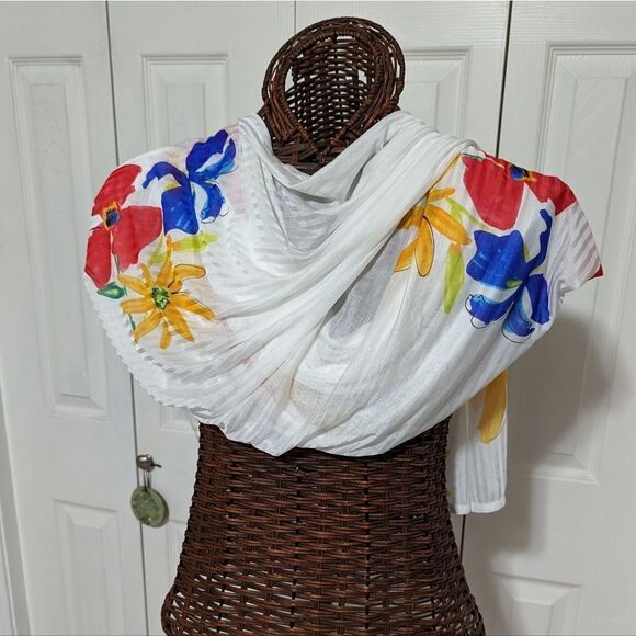 Vintage Spiegel Large Square Nylon Scarf with Bright Floral Print - Picture 2 of 9